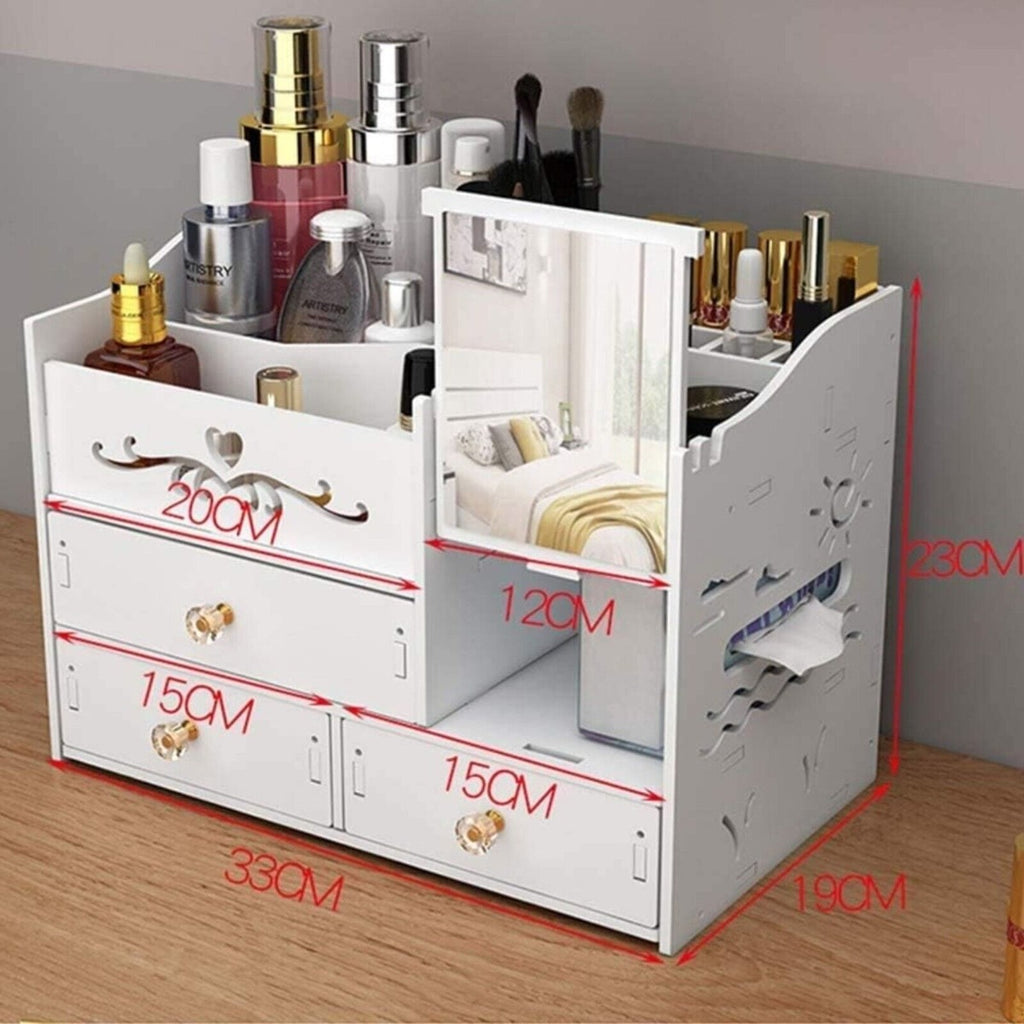 Organizzatore per cosmetici porta trucchi organizer con cassetti e specchio