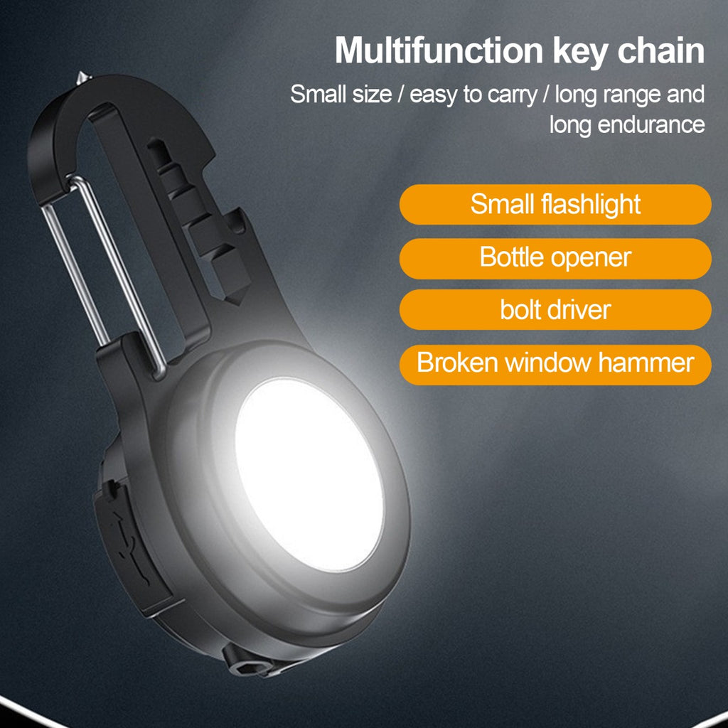 Mini torcia elettrica usb mini portachiavi luce fondo magnetico mini torcia led manico rotante impermeabile alta luminosità