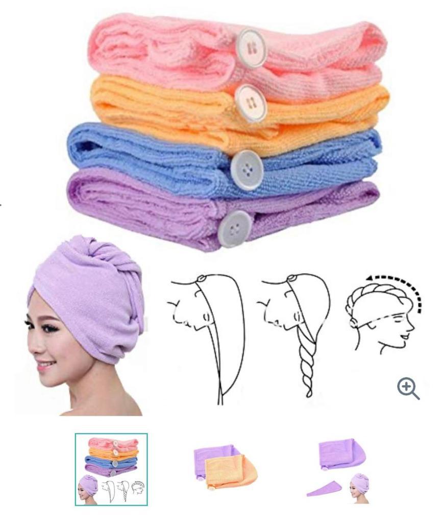 Set da 5 pezzi asciugamano capelli turbante microfibra shampoo bagno doccia super assorbenti