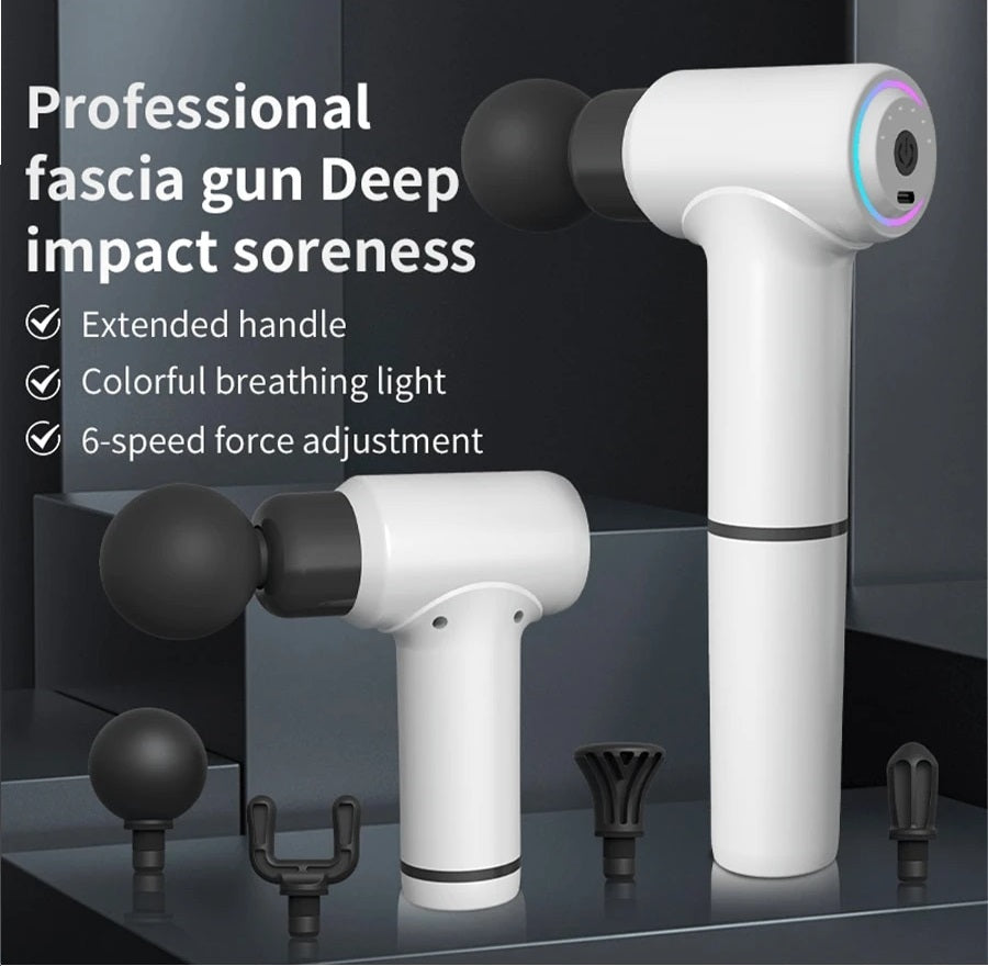 Massaggiatore portatile fascial gun per muscoli schiena addominali dolori allungabile