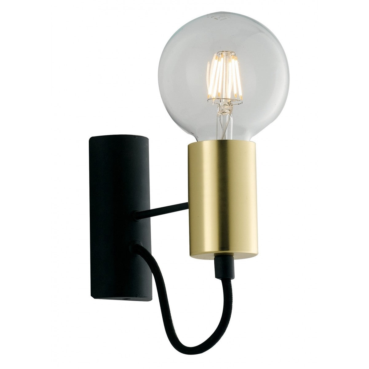 Lampada da parete Axon in metallo oro e nero