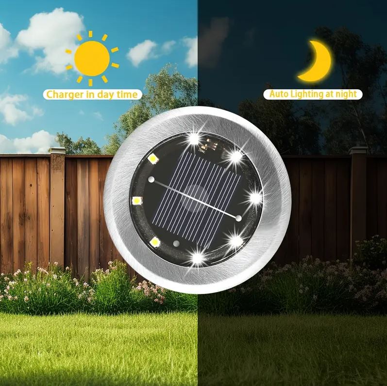 Kit 4 pz Luci Solari da Giardino a LED RGB – Montaggio a Incasso, Ricarica Solare