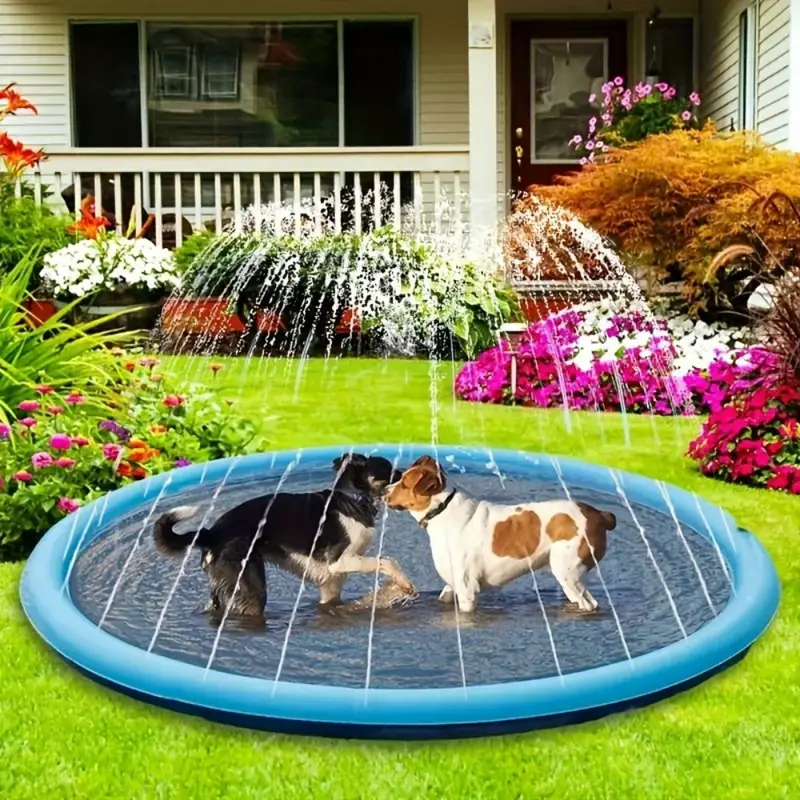 Tappetino Antispruzzo per Cani e Bambini 100 cm – Parco Acquatico Estivo in PVC Antiscivolo e Sicuro, Facile da Installare