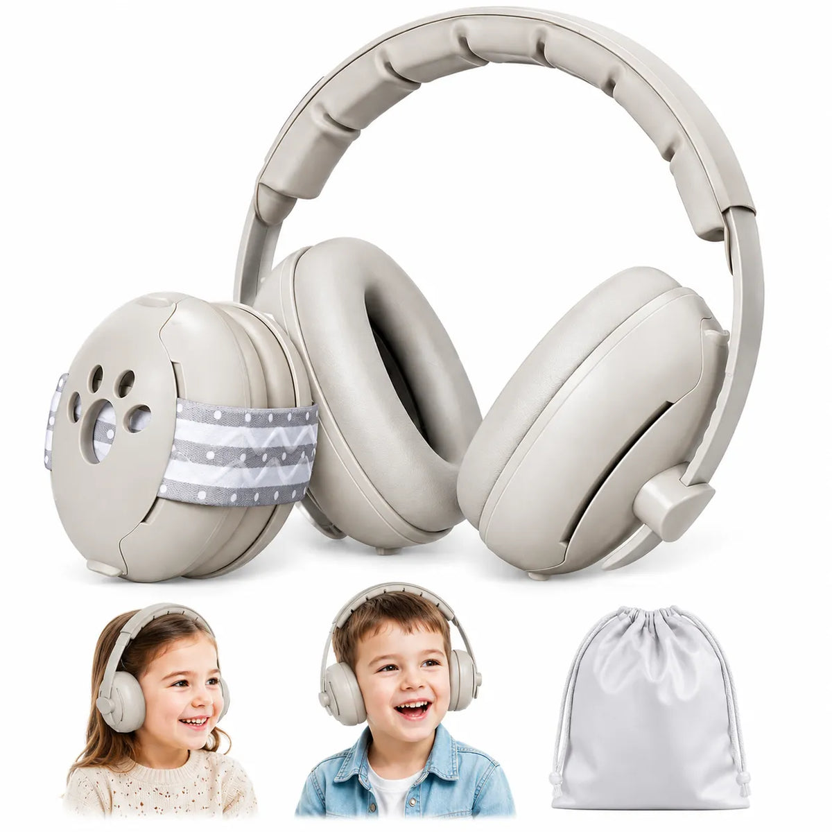 Cuffie Antirumore per Bambini 0-36 Mesi con Archetto Regolabile (Adattabile fino a 8 Anni) – Protezione Udito 25dB, Pieghevoli con Custodia