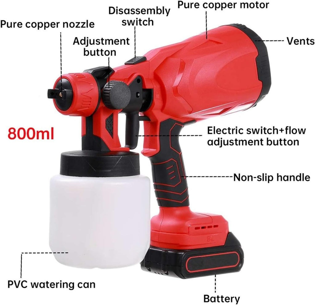Pistola a spruzzo elettrica a batteria vernice 800 ml 48v