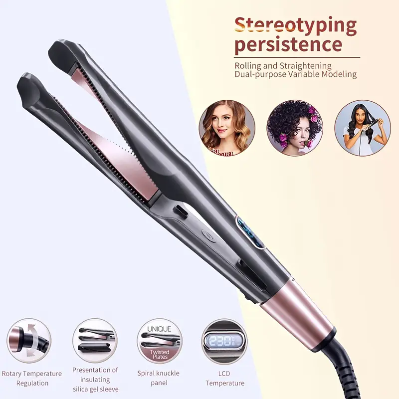 Piastra e Arricciacapelli 2-in-1 con Tecnologia Twist – Display LCD e Calore Regolabile