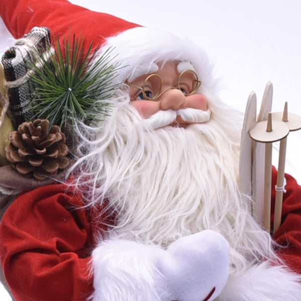Babbo Natale Classico 40cm In Plastica Vestiti In Tessuto Decorazione Natalizia