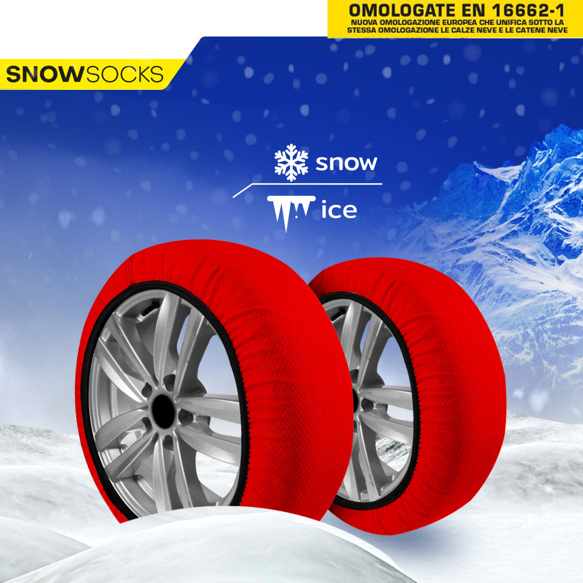 Calze da Neve SIze M per Pneumatici - Set di 2 Pezzi Omologate EN 16662-1