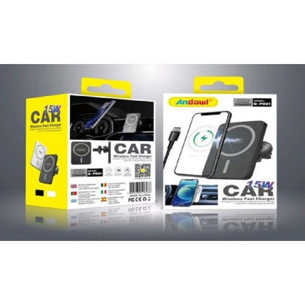 Caricabatterie Wireless Per Auto Magnetico 15w Ricarica Rapida Cellulare Q-Pd21