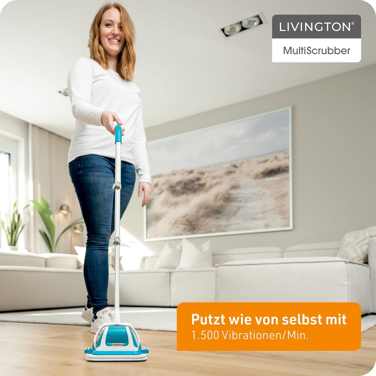 Livington MultiScrubber – Lavapavimenti Elettrico Ricaricabile 2 in 1 per Pulire, Strofinare e Lucidare Senza Fatica