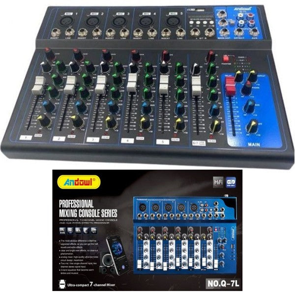 Console missaggio mixer professionale 7 channel mixing serie usb bluetooth q-7l