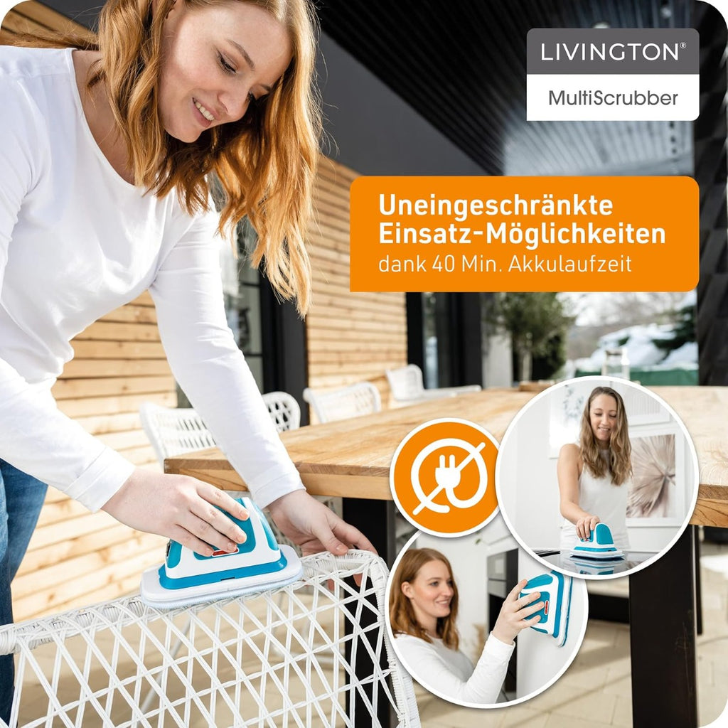 Livington MultiScrubber – Lavapavimenti Elettrico Ricaricabile 2 in 1 per Pulire, Strofinare e Lucidare Senza Fatica