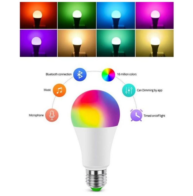 Lampadina intelligente bluetooth RGB E27 10W