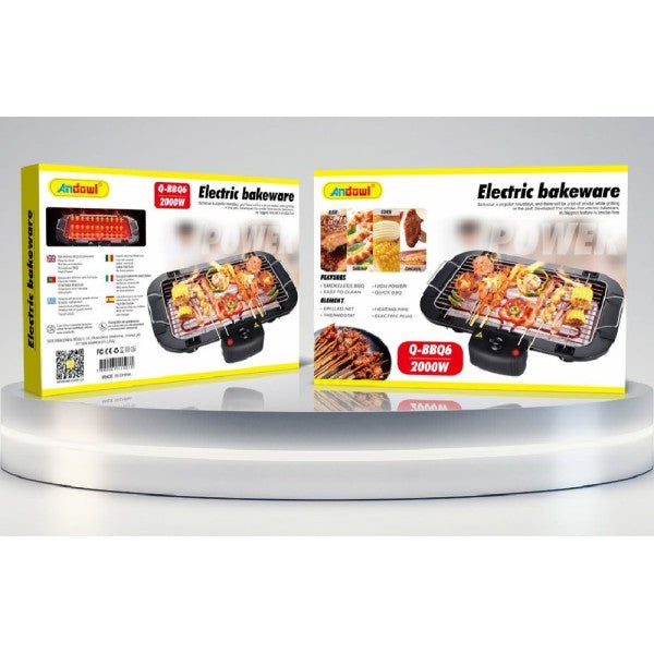 Griglia Elettrica 2000 W Barbecue Grill Bistecchiera Bbq Giardino Q-Bbq6 Jy-06