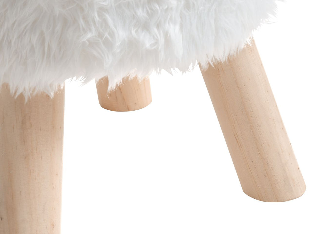Sgabello pouf similpelliccia con poggiapiedi