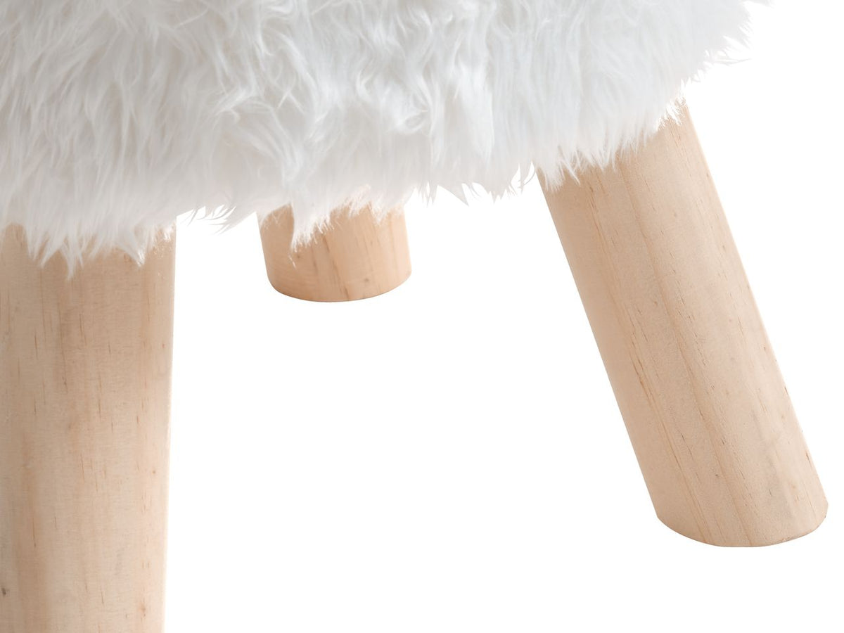 Sgabello pouf similpelliccia con poggiapiedi