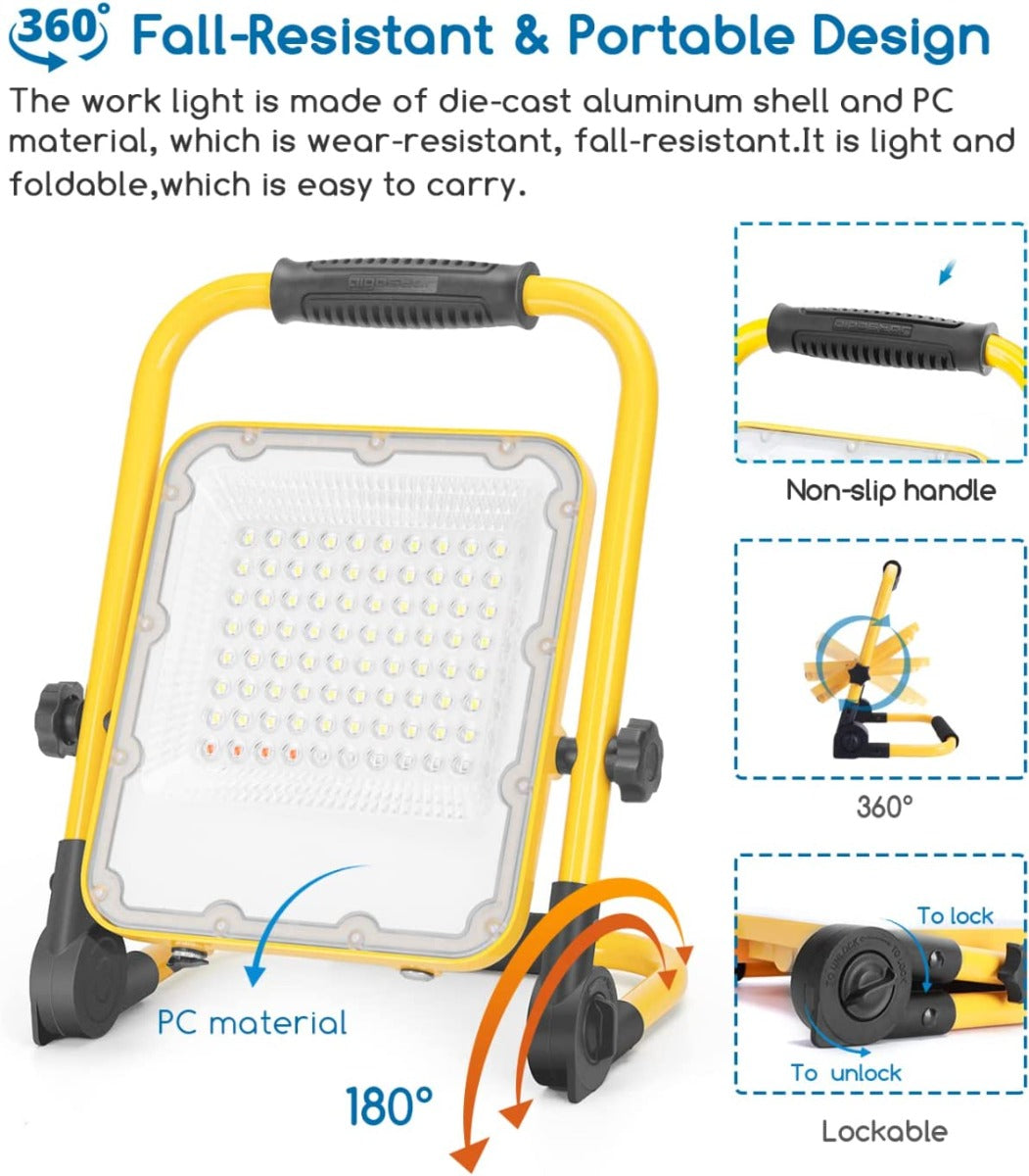 Lampada led ricaricabile,50W Faretto a batteria,lampada da lavoro portatile
