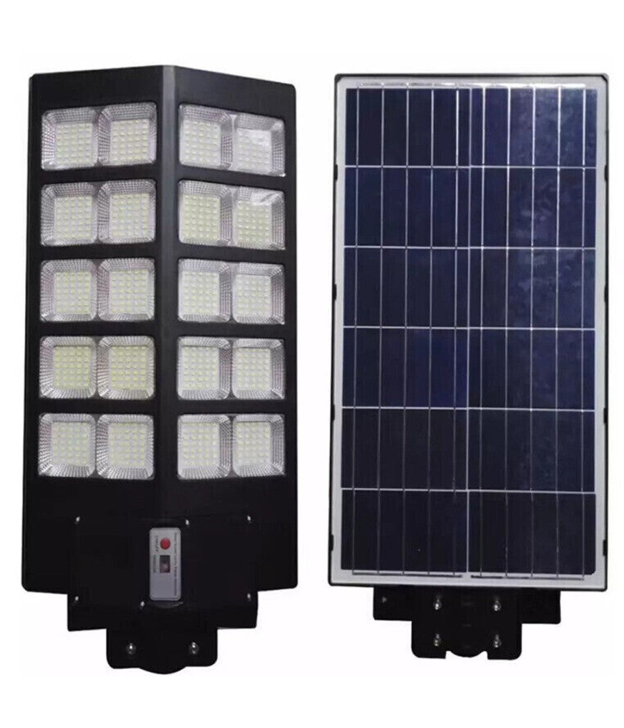 Lampione Solare LED Esterno con Staffa - 1200W, 840 LED, 18000mAh, Telecomando e Sensore di Movimento