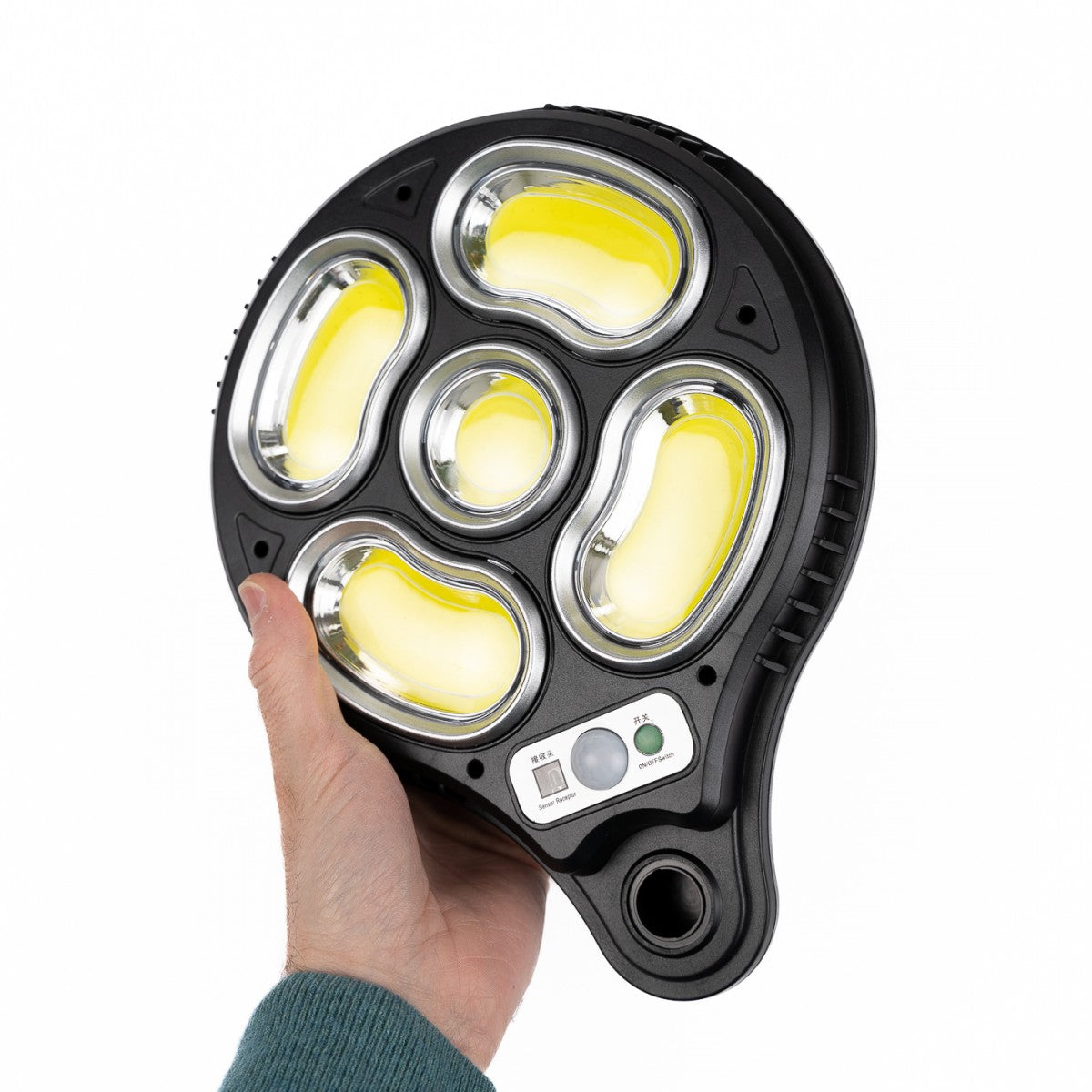 Proiettore solare COB HB-303, copertura 100 m2, con telecomando e sensore di movimento