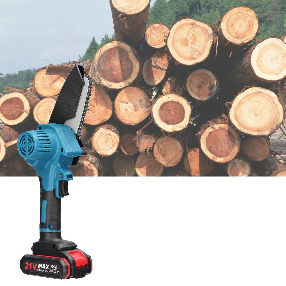 Mini motosega da potatura a batteria 21v lama da 4 pollici con valigetta e due batterie