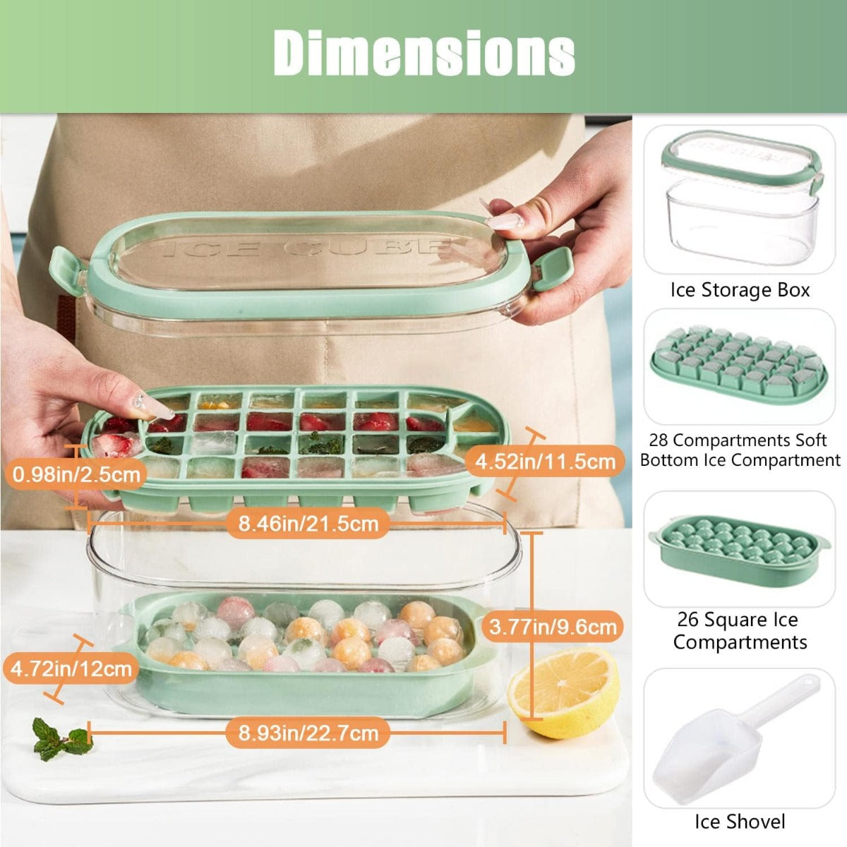 Mini Stampo per Cubetti di Ghiaccio – Contenitore Rotondo per Congelatore, 99 Palline di Ghiaccio per Cocktail, Whisky, Tè e Caffè