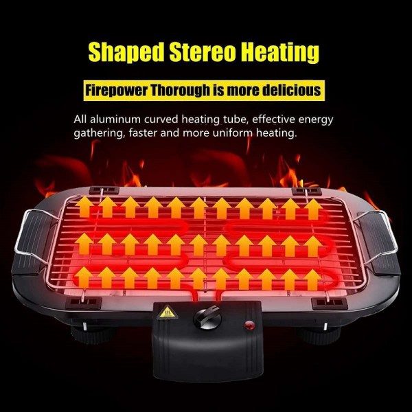 Griglia Elettrica 2000 W Barbecue Grill Bistecchiera Bbq Giardino Q-Bbq6 Jy-06