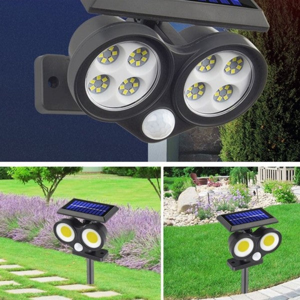 Faretto solare da esterno a led cob lampada da parete applique impermeabile ip65