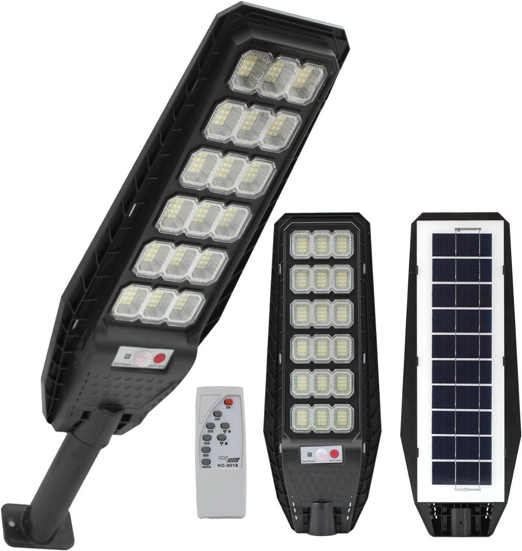 Lampione Solare LED Esterno con Staffa - 400W, 216 LED, Telecomando e Sensore di Movimento