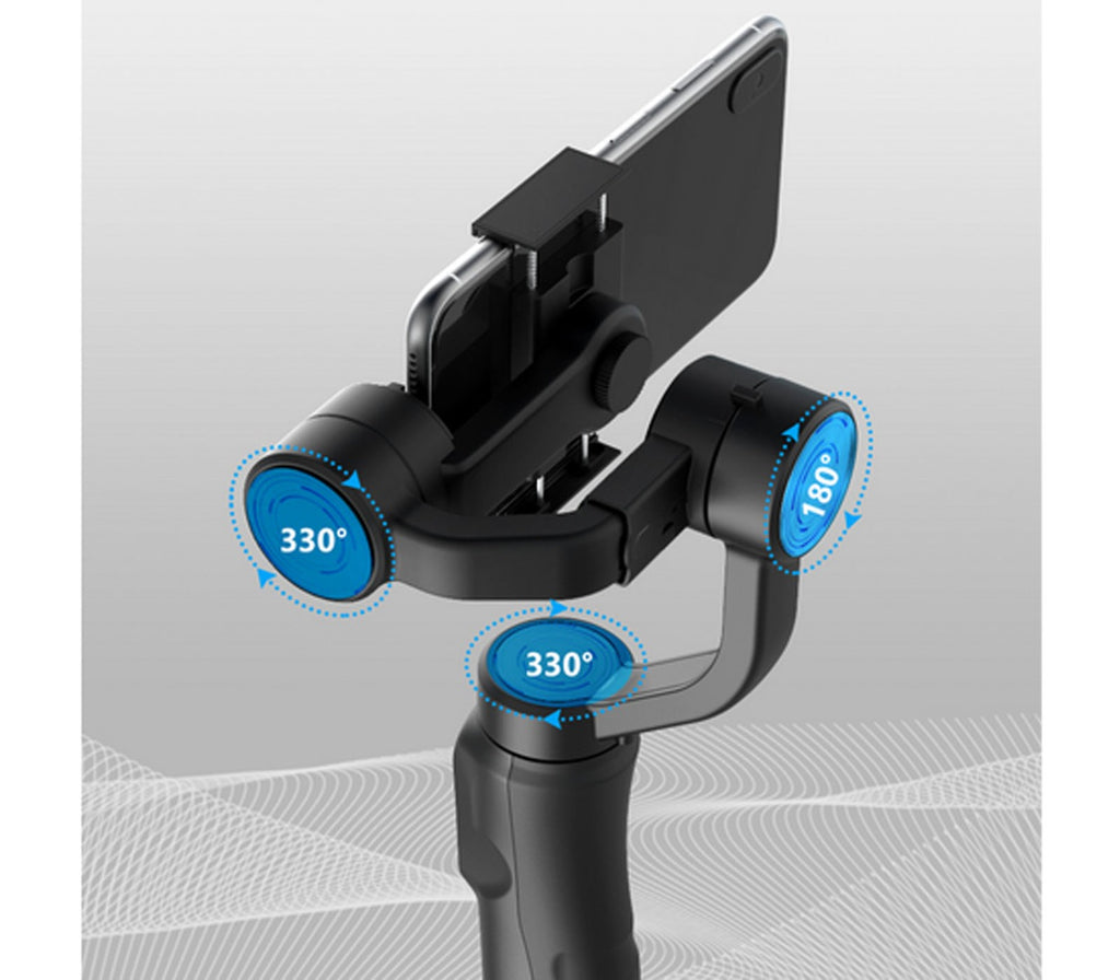 Stabilizzatore a 3 assi per smartphone manico telescopico con treppiede q-ytf6