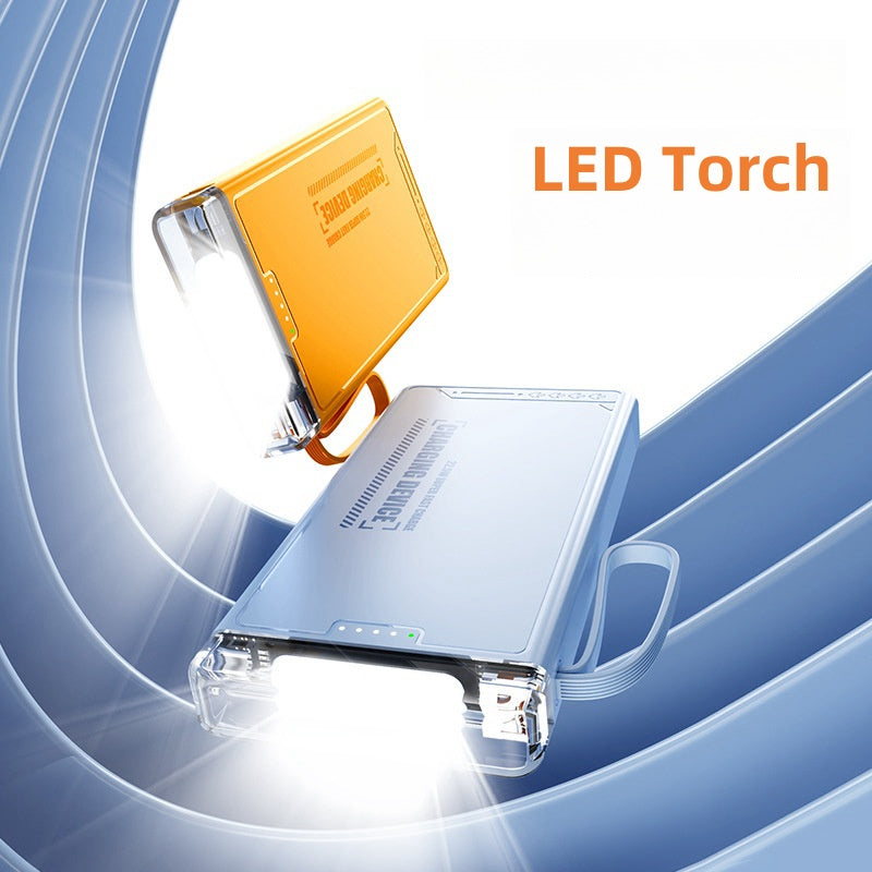 Power Bank 12.000mAh con 4 cavi integrati e torcia LED