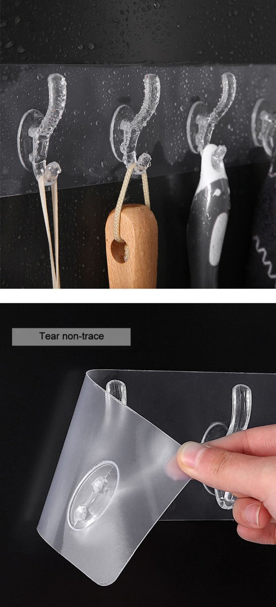 6 ganci per cucina bagno organizer trasparente autoadesivo porta