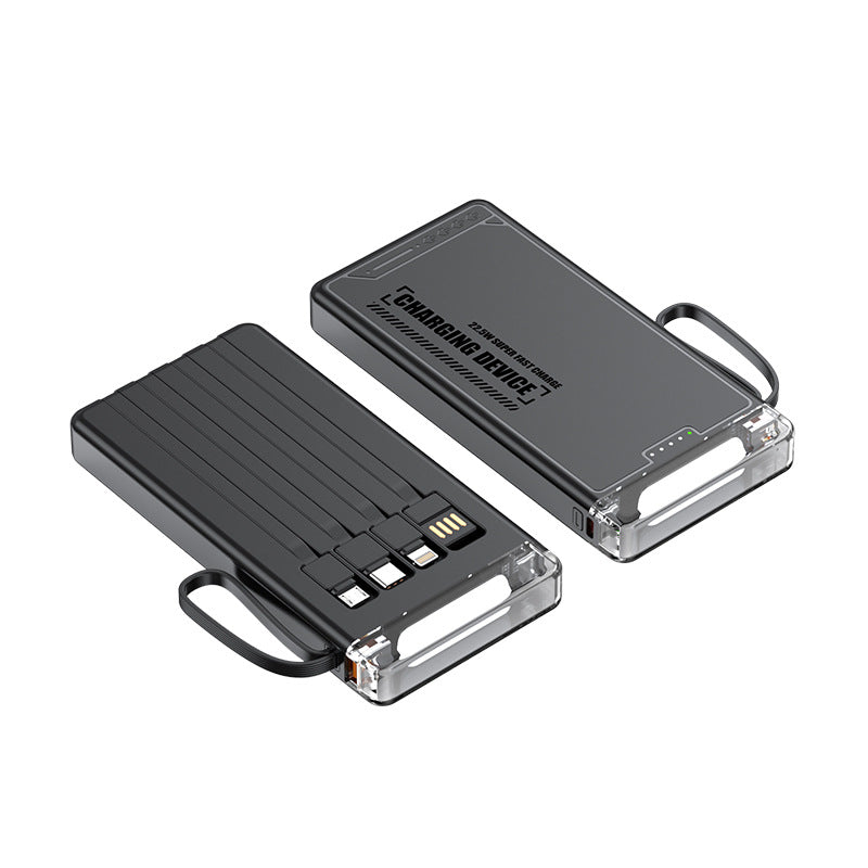 Power Bank 12.000mAh con 4 cavi integrati e torcia LED