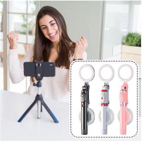 Bastone per Selfie , Supporto per Cellulare, Connessione Bluetooth, Stabilizzatore Anti-Vibrazione per Fotocamera