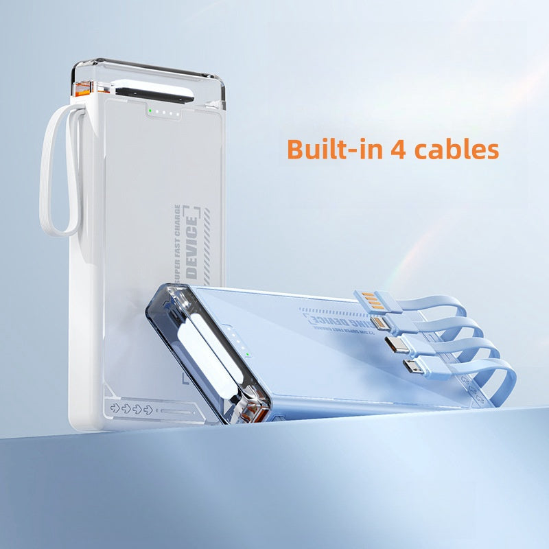Power Bank 12.000mAh con 4 cavi integrati e torcia LED