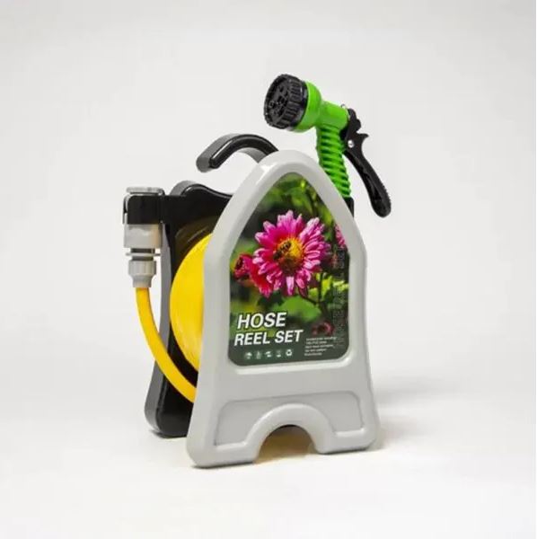 Kit di Giardinaggio con Tubo Rinforzato e Pistola di Irrigazione – 10m con Carrello di Stoccaggio