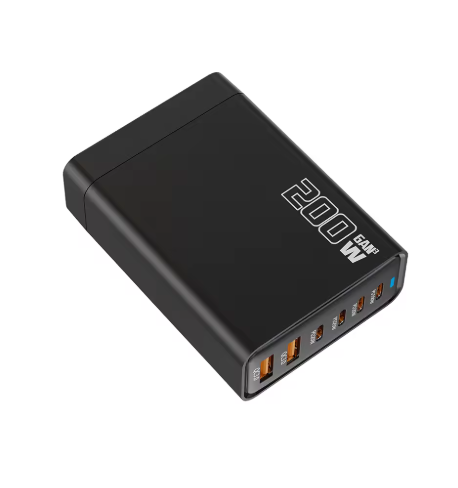 Caricabatterie USB-C 200W – Stazione di Ricarica Rapida GaN a 6 Porte