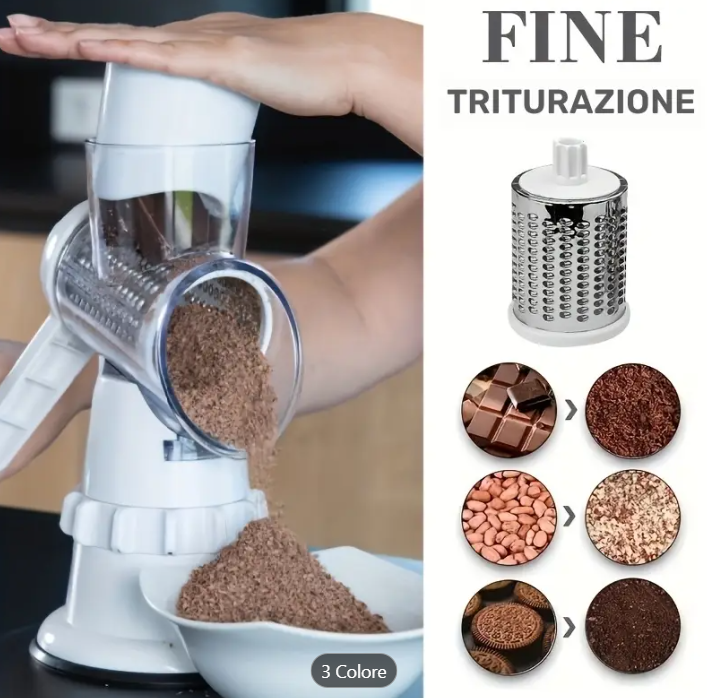 Affettatrice e Grattugia Rotativa Manuale da Cucina – Per Verdure, Frutta, Formaggi e Patate