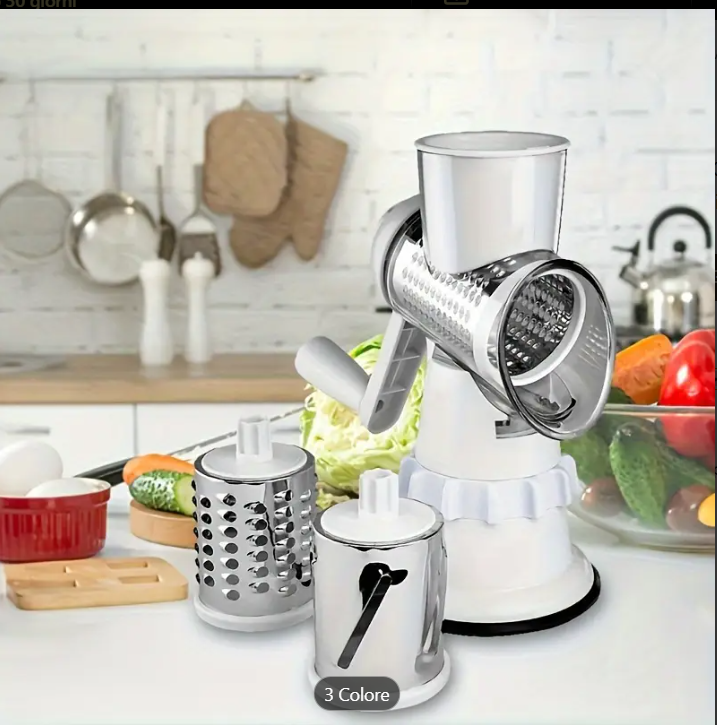 Affettatrice e Grattugia Rotativa Manuale da Cucina – Per Verdure, Frutta, Formaggi e Patate