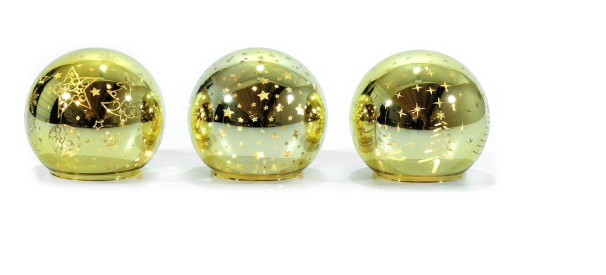 Sfera luminosa LED in vetro bianco caldo diametro 15 cm decorativa