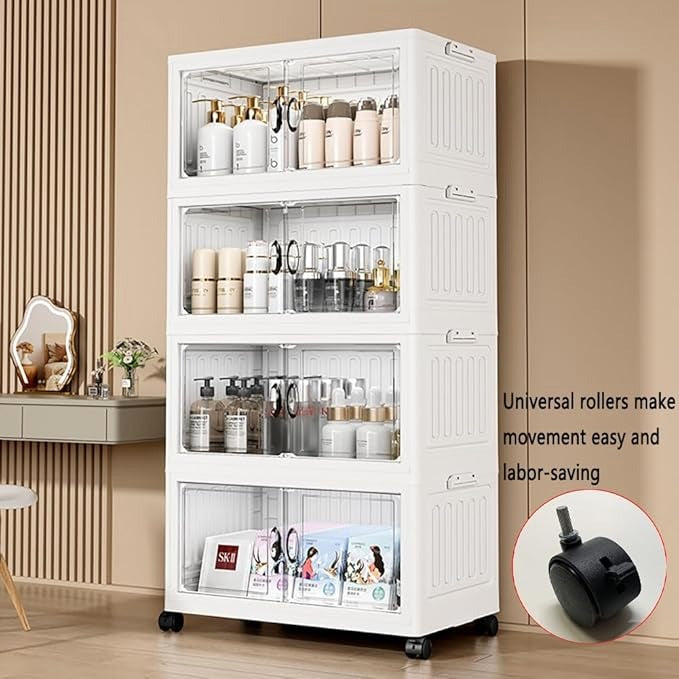 Set di Contenitori Multiuso con Coperchio e Ruote - 2 o 3 Strati, Materiali di Alta Qualità e Design Trasparente