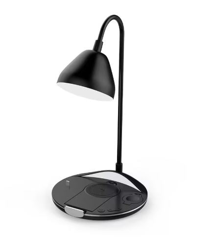 Lampada da Tavolo LED Ricaricabile 5 in 1 - Senza Fili, Caricabatterie Wireless, Dimmerabile con 3 Intensità di Luce