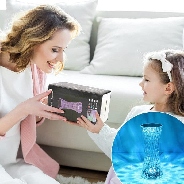 Lampada da tavolo in cristallo a led diamantata con 16 colori ricaricabile touch