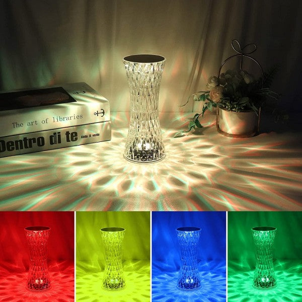 Lampada da tavolo in cristallo a led diamantata con 16 colori ricaricabile touch