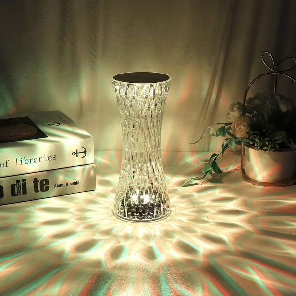 Lampada da tavolo in cristallo a led diamantata con 16 colori ricaricabile touch