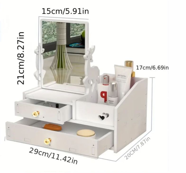 Specchio da Trucco con Cassetti e Scatola di Immagazzinaggio