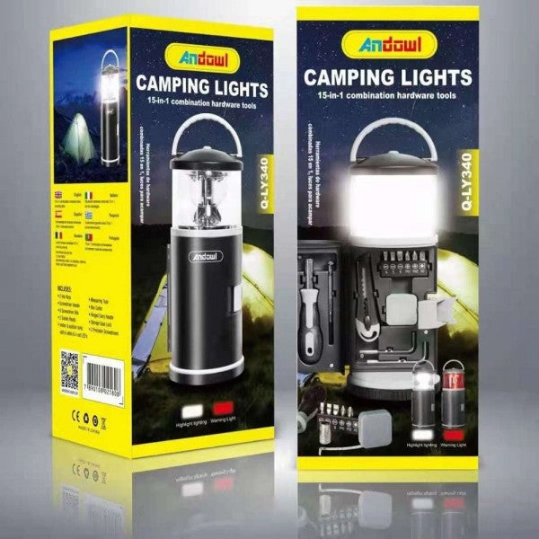 Luce da campeggio 15in1 portatile per esterni con kit di attrezzi combo q-ly340