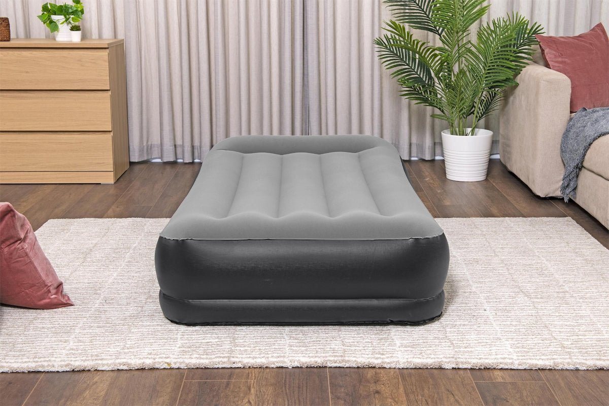 Materasso gonfiabile Singolo con Pompa Integrata Grigio e Nero 191 x 97 x 46 cm