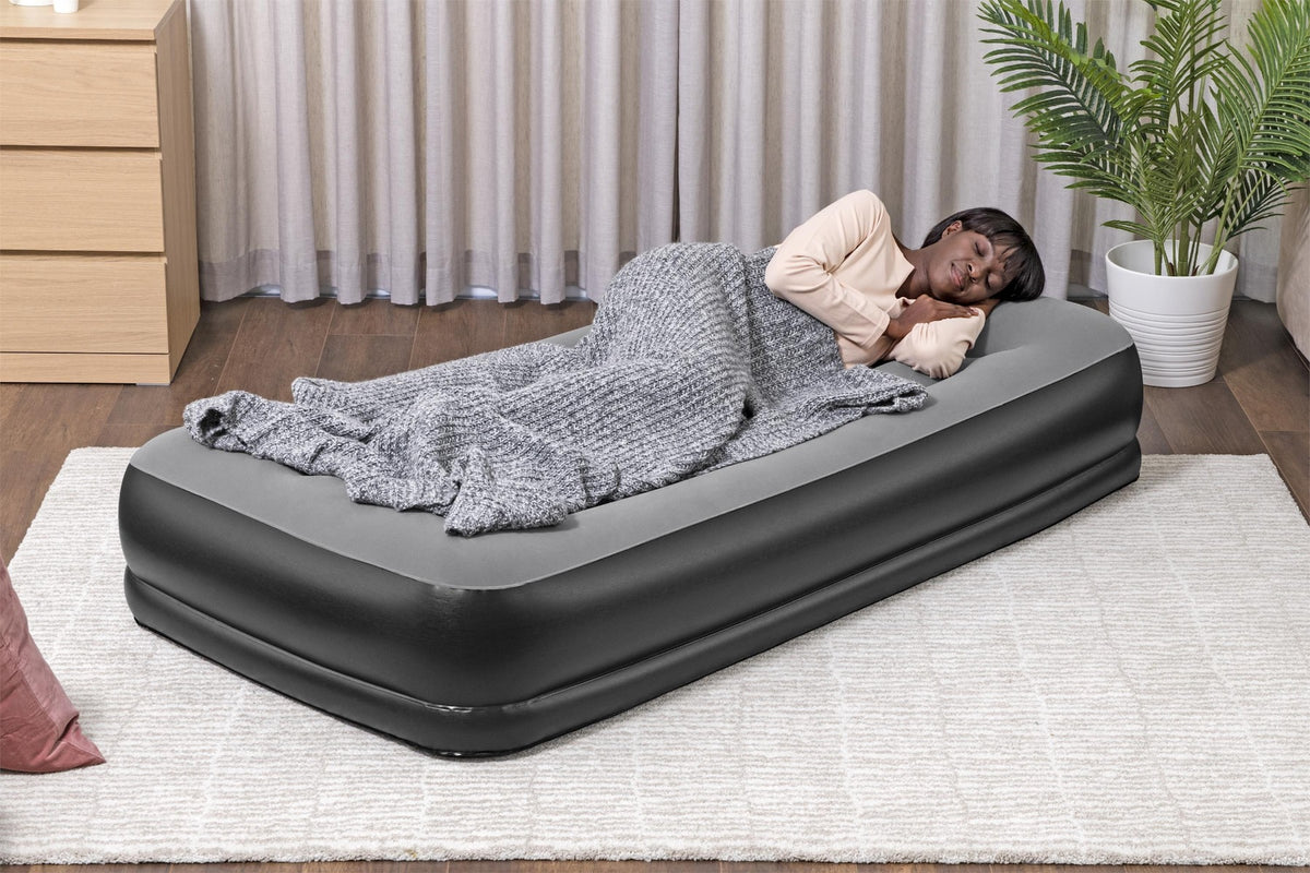 Materasso gonfiabile Singolo con Pompa Integrata Grigio e Nero 191 x 97 x 46 cm
