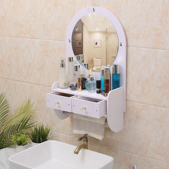 Mensola con Fissaggio a Sospensione e Specchio – Ideale per il Bagno