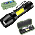 Mini Torcia Tascabile a LED - Torcia Elettrica con 4 Modalità di Luce e Custodia Verde